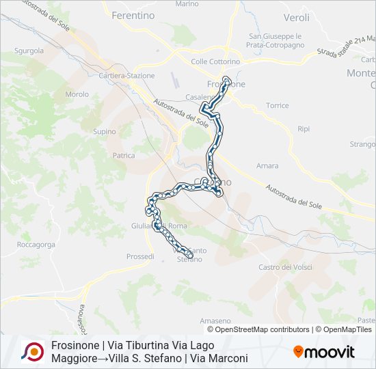 Percorso linea bus COTRAL