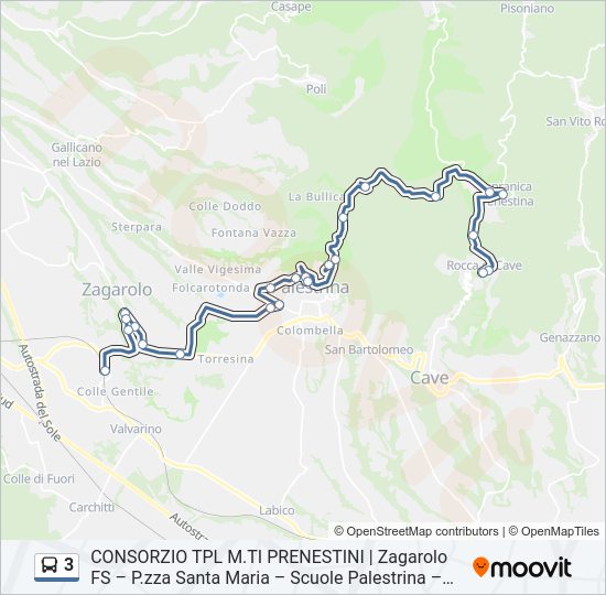 Percorso linea bus 3