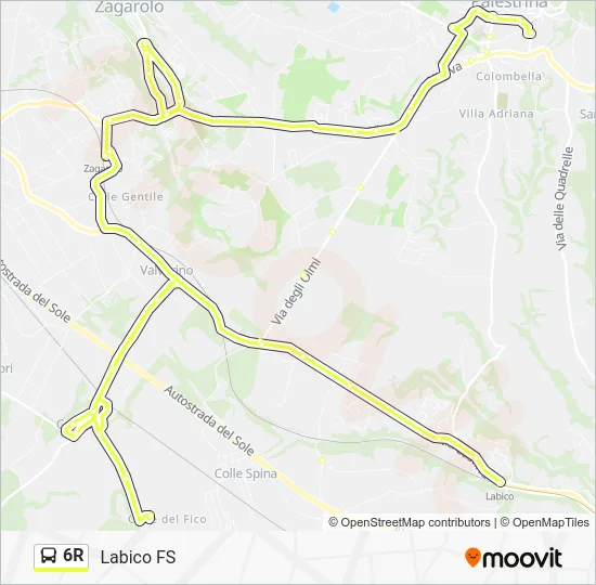 Percorso linea bus 6R