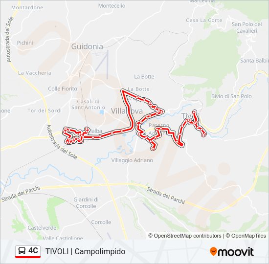 Percorso linea bus 4C