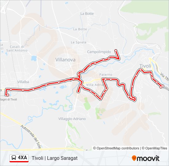 Percorso linea bus 4XA