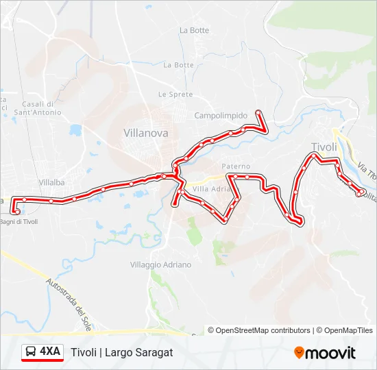 4XA Bus Line Map