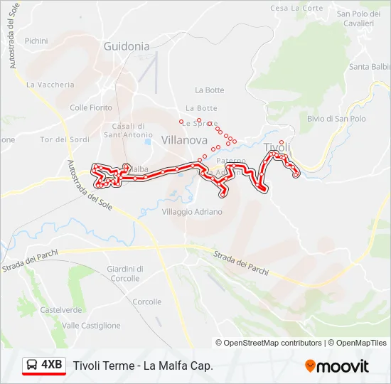 4XB Bus Line Map