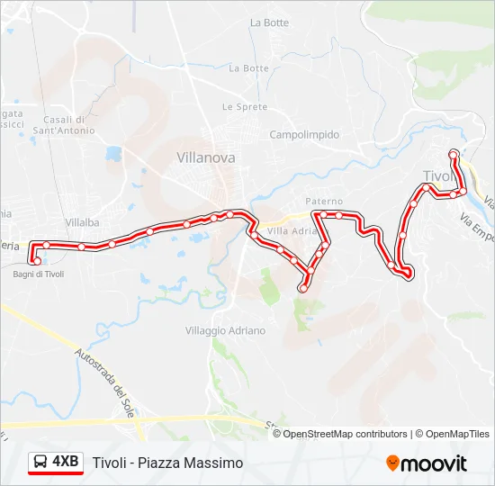 4XB Bus Line Map