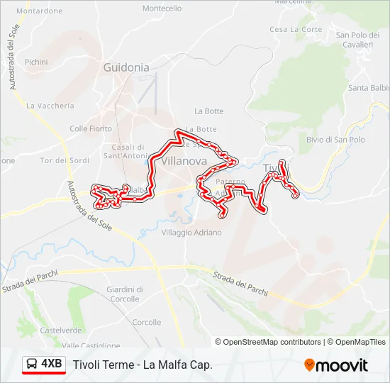 4XB Bus Line Map