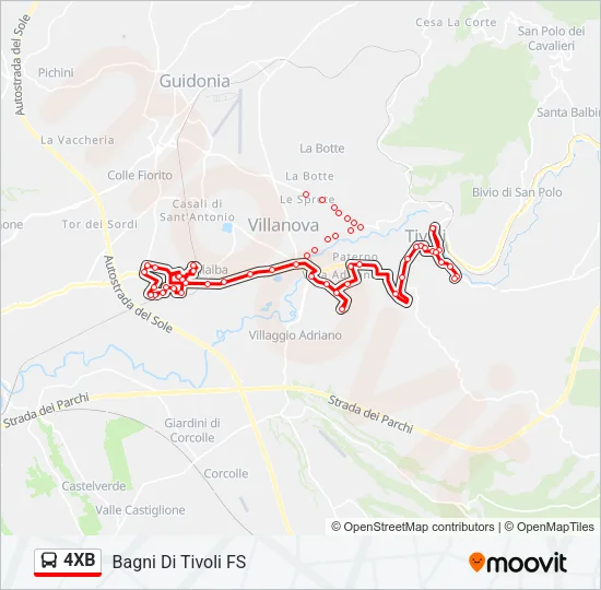 4XB Bus Line Map
