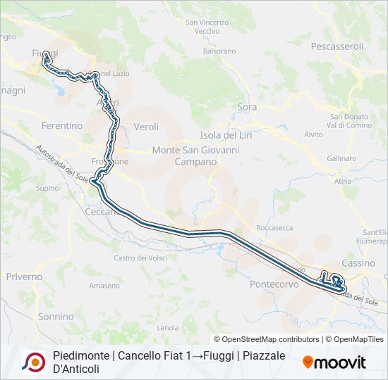 Percorso linea bus COTRAL