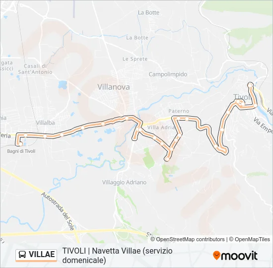 Percorso linea bus VILLAE