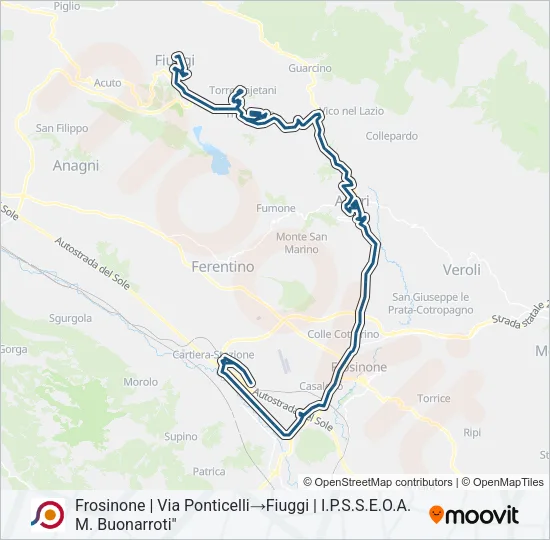 Percorso linea bus COTRAL