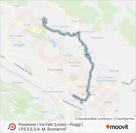 Percorso linea bus COTRAL