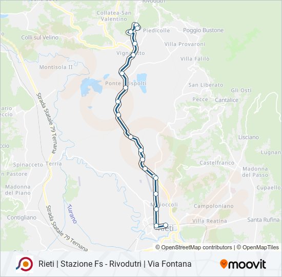 Percorso linea bus COTRAL