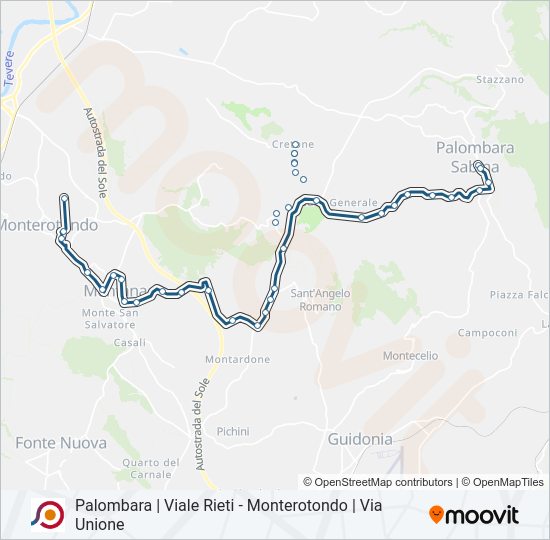 Percorso linea bus COTRAL