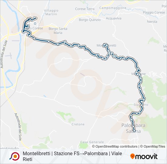 Percorso linea bus COTRAL
