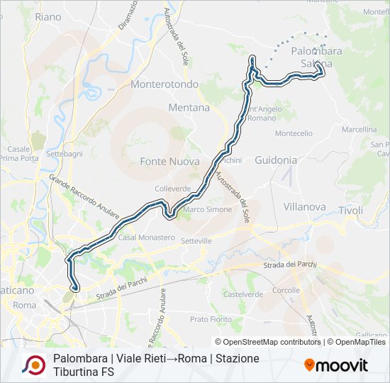 Percorso linea bus COTRAL