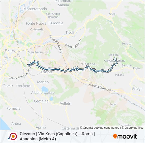 Percorso linea bus COTRAL