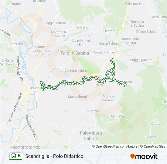 Percorso linea bus B