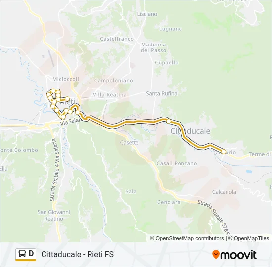 Percorso linea bus D