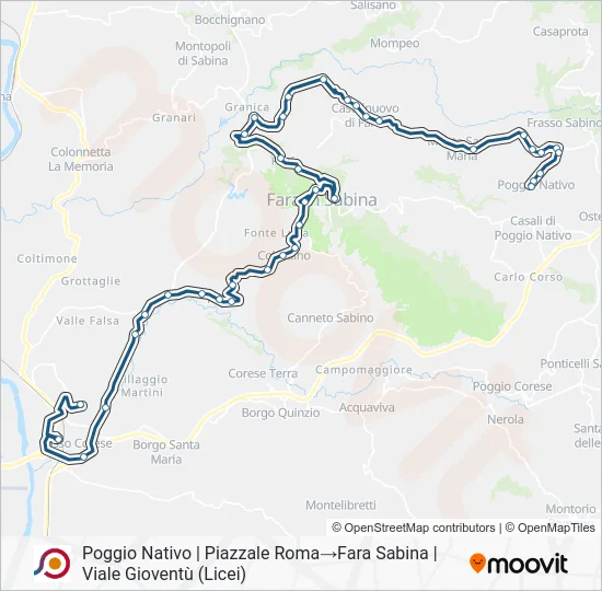 Percorso linea bus COTRAL