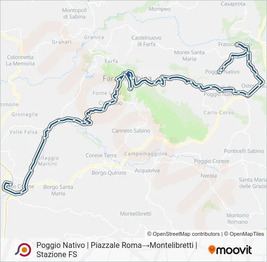 Percorso linea bus COTRAL