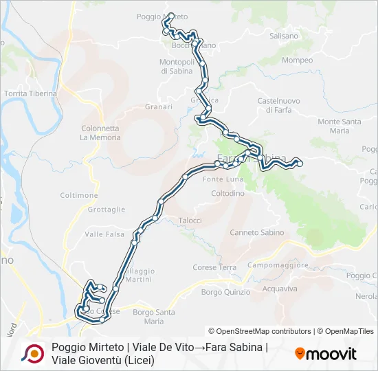 Percorso linea bus COTRAL