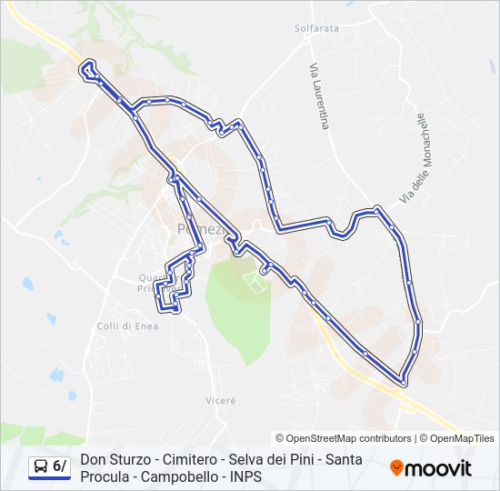 Percorso linea bus 6/