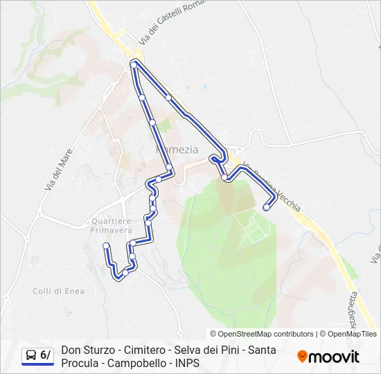 Percorso linea bus 6/