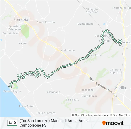 Percorso linea bus 5