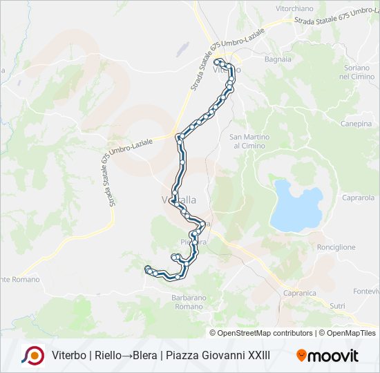 Percorso linea bus COTRAL