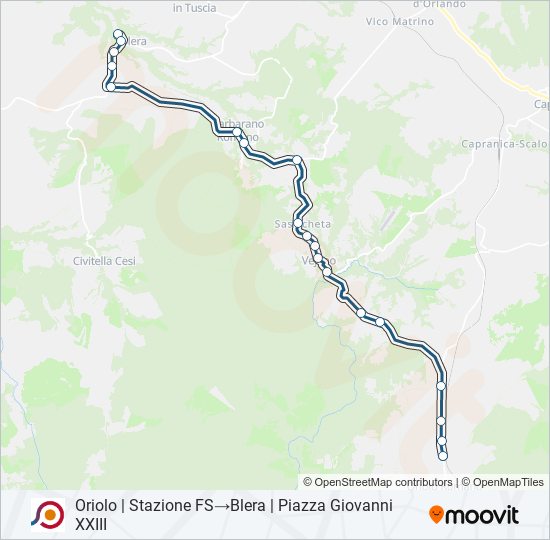 Percorso linea bus COTRAL