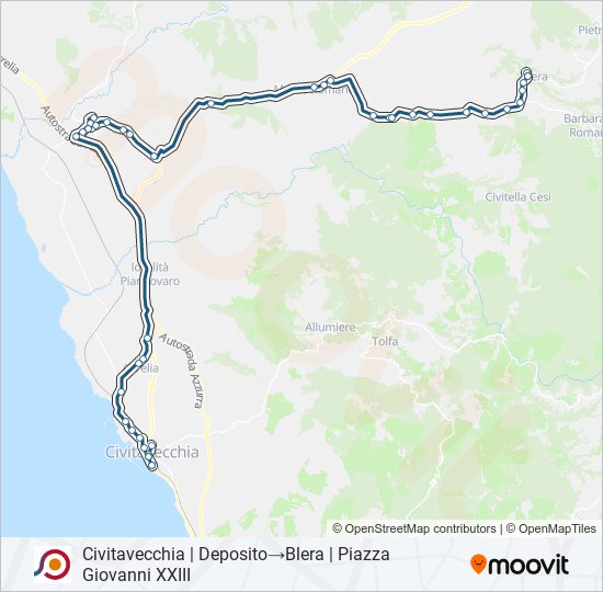 Percorso linea bus COTRAL