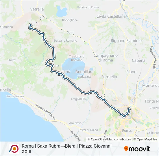Percorso linea bus COTRAL
