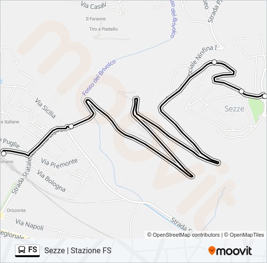 Percorso linea bus FS