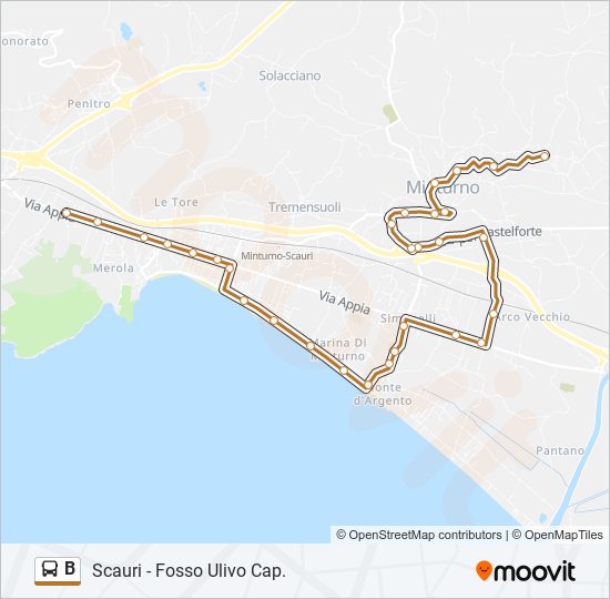 B Route: Schedules, Stops & Maps - Scauri - Fosso Ulivo Cap. (Updated)