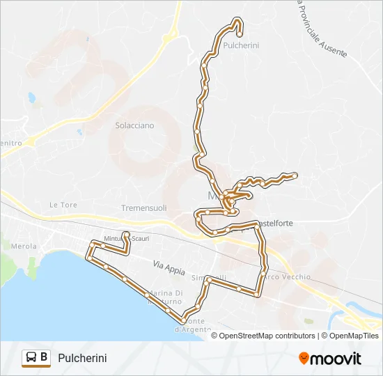 Percorso linea bus B