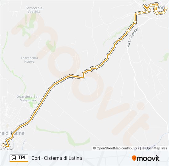 Percorso linea bus TPL