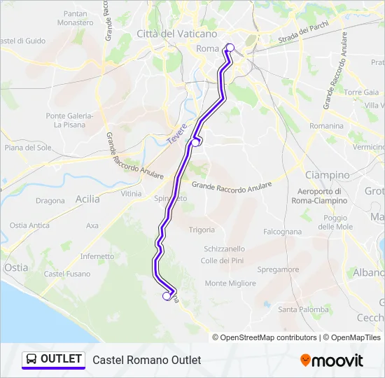 OUTLET Bus Line Map