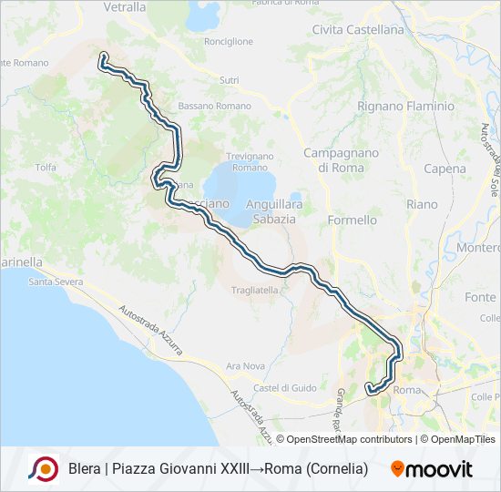 Percorso linea bus COTRAL