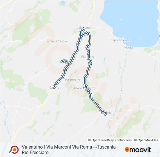 Percorso linea bus COTRAL