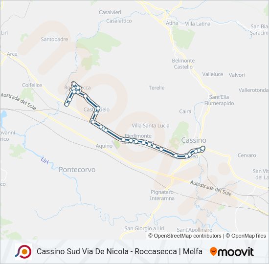 Percorso linea bus COTRAL