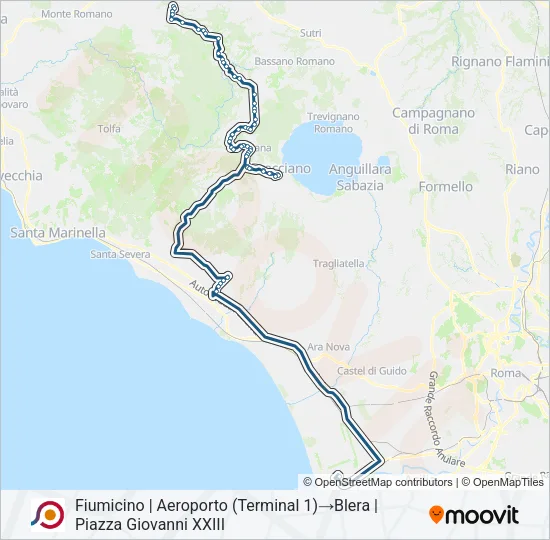 Percorso linea bus COTRAL