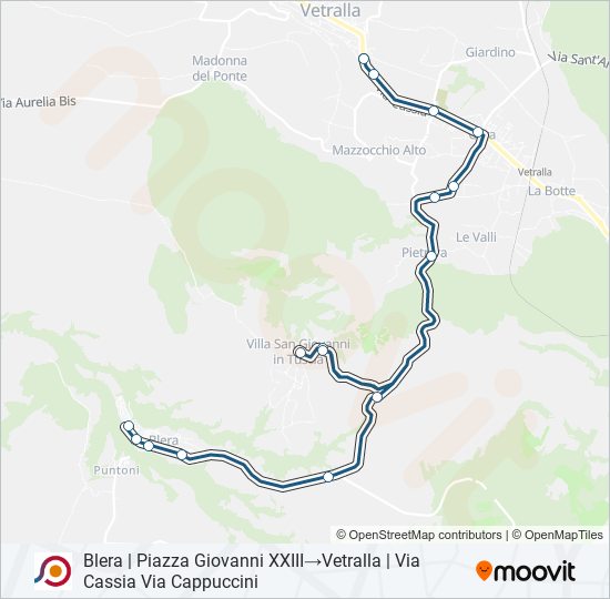 Percorso linea bus COTRAL