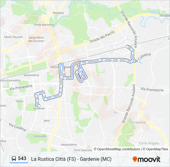 543 Bus Line Map