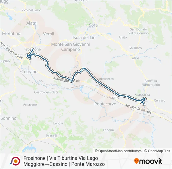 Percorso linea bus COTRAL