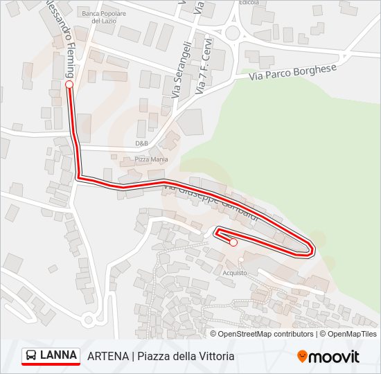 Percorso linea bus LANNA