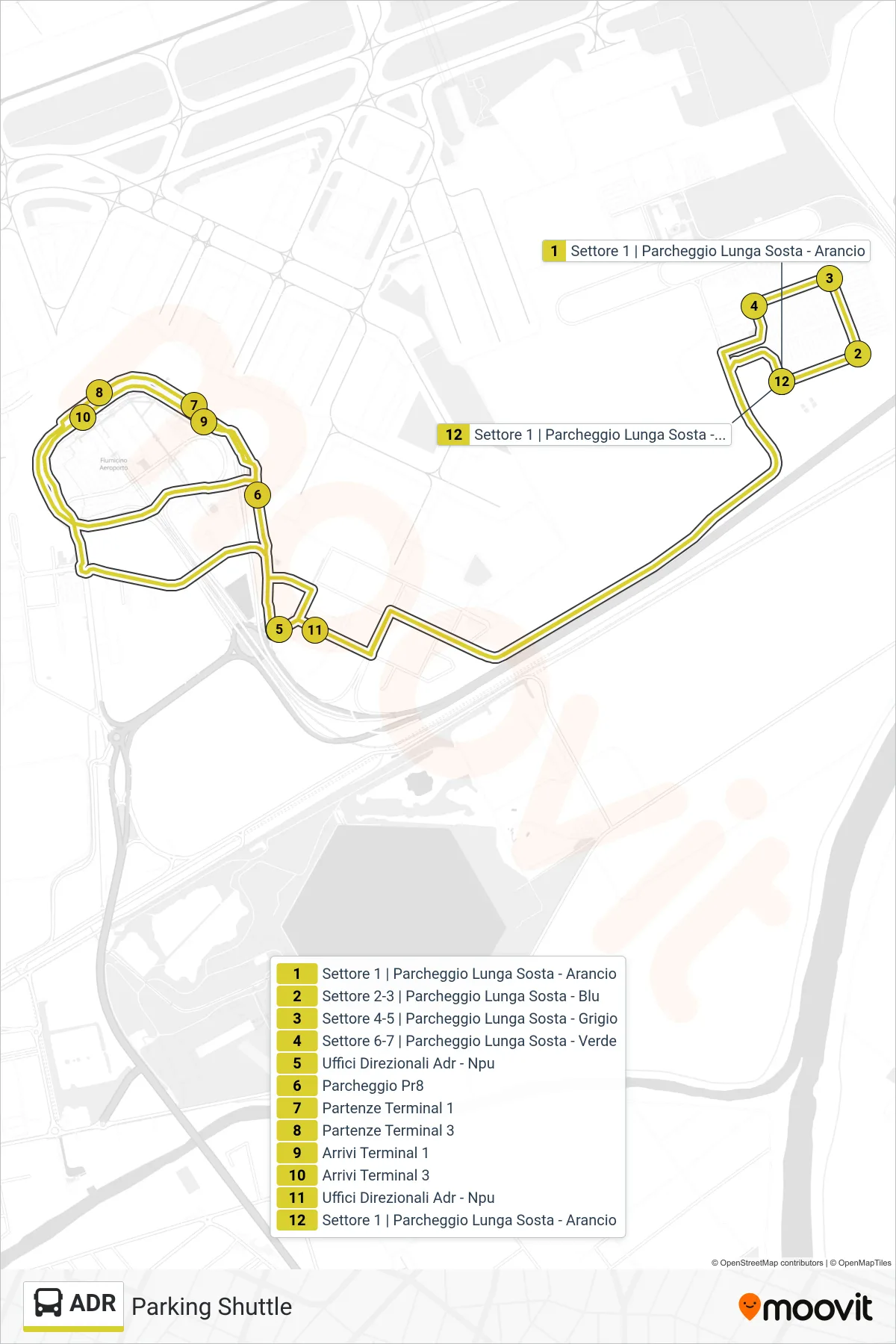Linea ADR bus (Parking Shuttle) - Percorsi e fermate sulla mappa