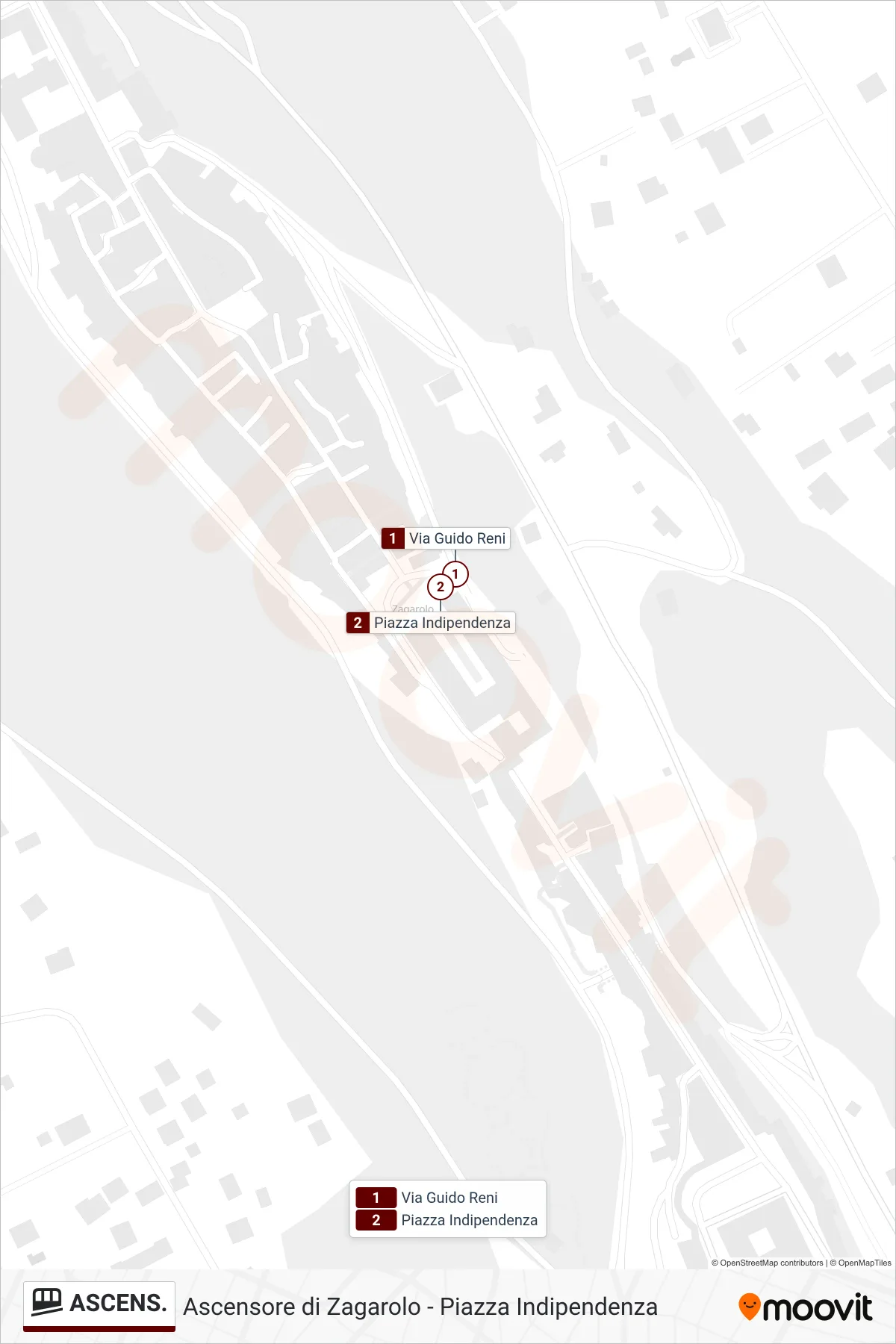 Linea ASCENS. funicolare (Piazza Indipendenza (Salita)) - Percorsi e fermate sulla mappa