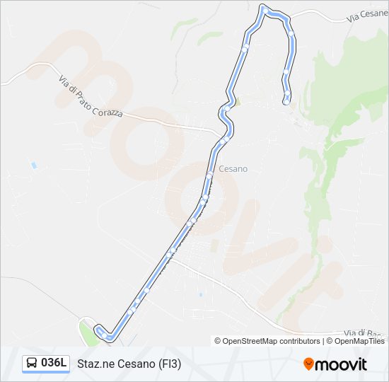 Percorso linea bus 036L