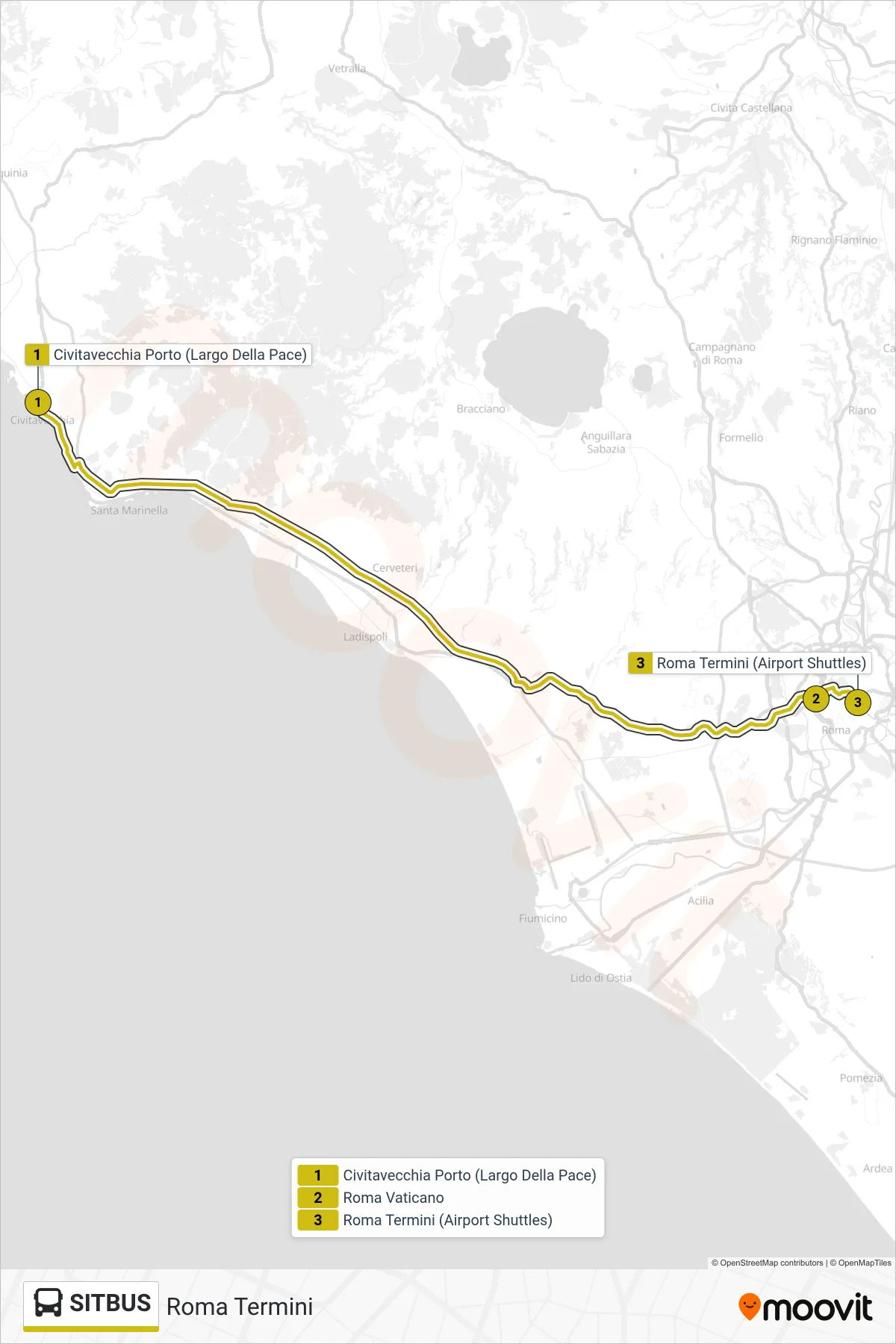 Linea SITBUS bus (Roma Termini) - Percorsi e fermate sulla mappa