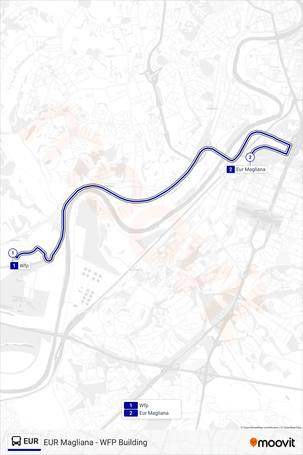 Linea EUR bus (Eur Magliana) - Percorsi e fermate sulla mappa
