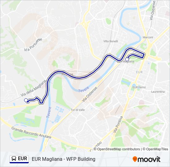 Percorso linea bus EUR